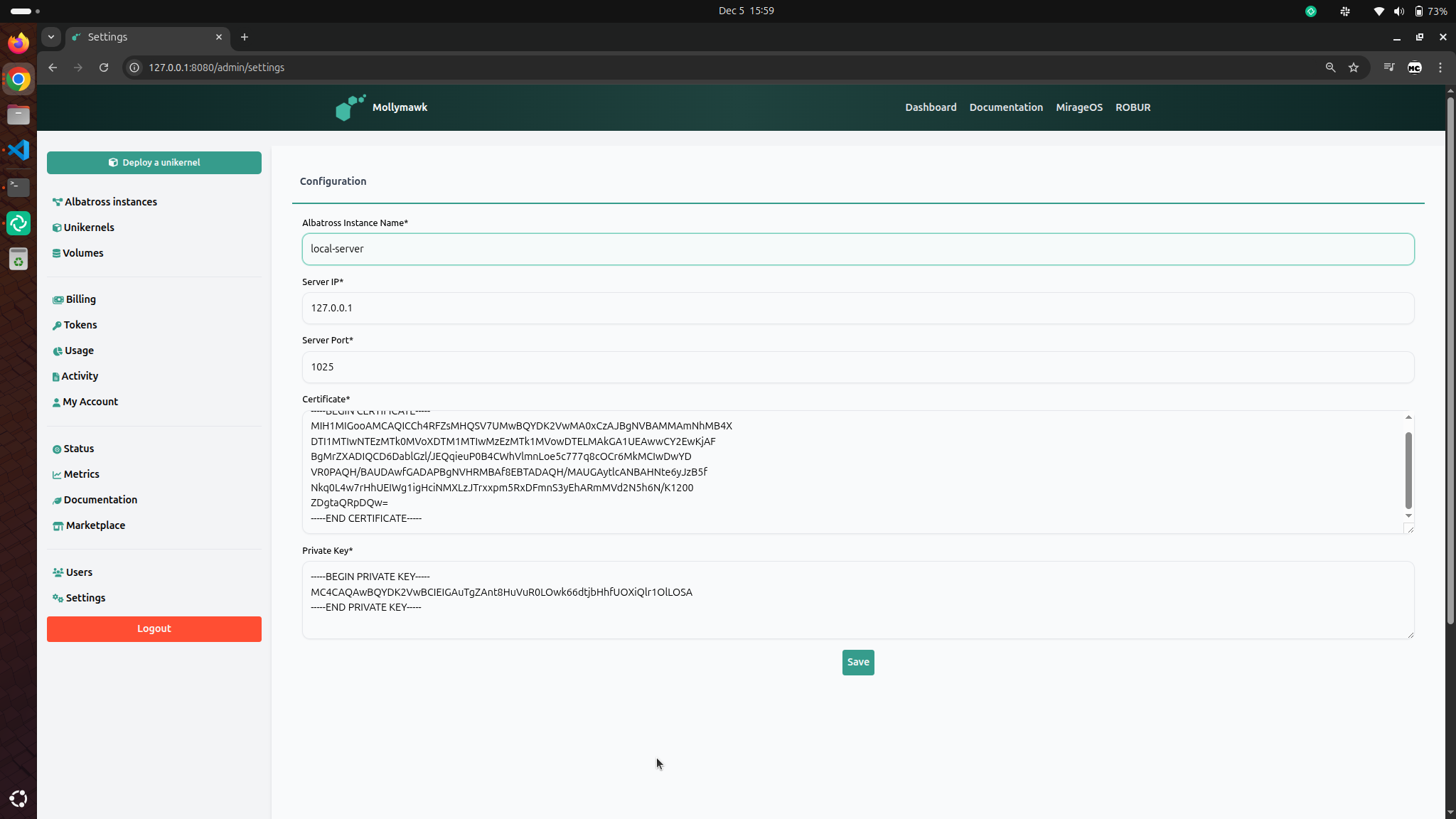 Albatross Mollymawk setup
